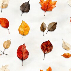 Colorful Autumn Leaves on White Background for Seasonal Decor and Design Projects