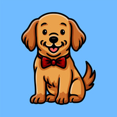 fun cute sitting dog puppy colored cartoon character isolated drawing line style sketch classic vintage design illustration