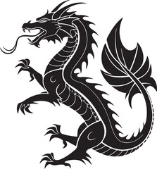 Traditional Chinese Dragon Silhouette in Bold Black 