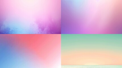 Obraz premium Four soft, color gradient backgrounds. Each quadrant features pastel hues blended beautifully