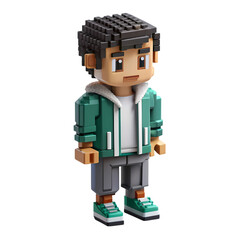 Pixel Art Figure A 3D Rendered Voxel Character Design