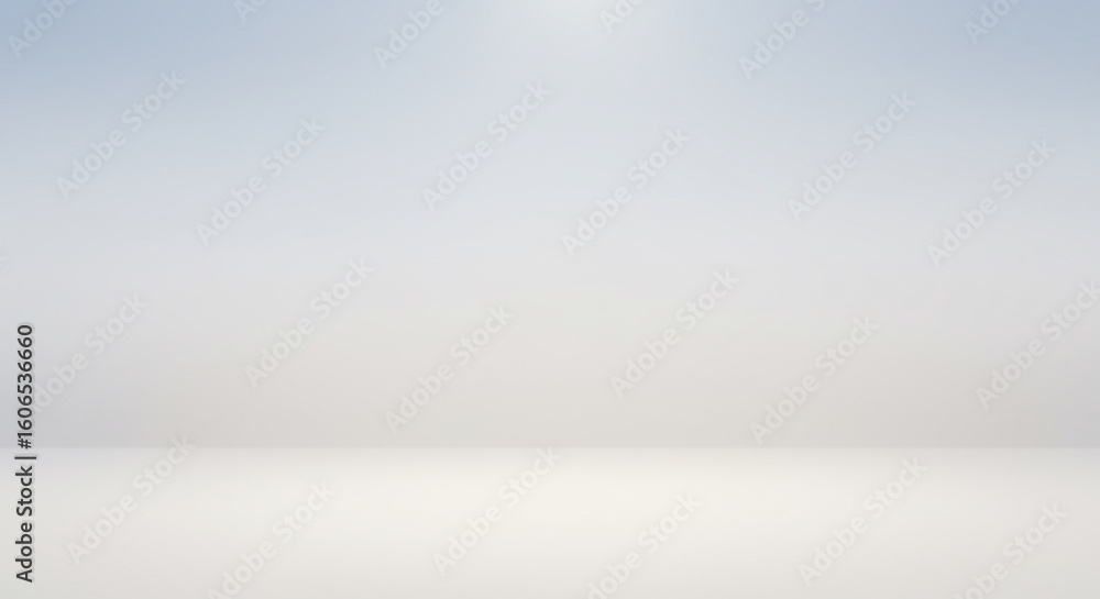 Poster clean and modern empty studio space with a seamless white infinity background for product placement.