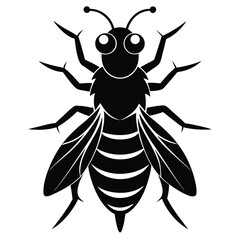 Stylized Black and White Illustration of a Bee with Distinctive Stripes and Antennae, a Graphic Representation of Nature