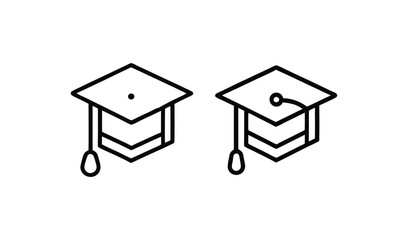 Two isometric graduation caps with tassels hand drawn style