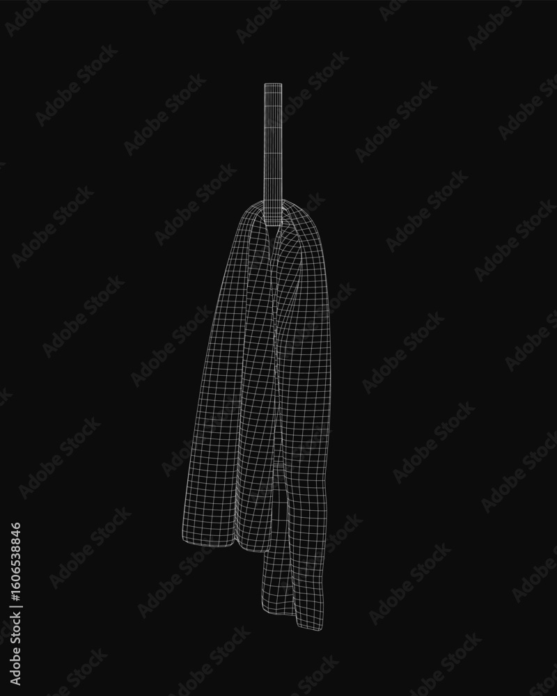 Poster a white line drawing of a towel hanging on a hook in minimalist vector style with clean thin wirefra