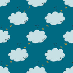 Cute And Simple Clouds Sky Seamless Pattern Background