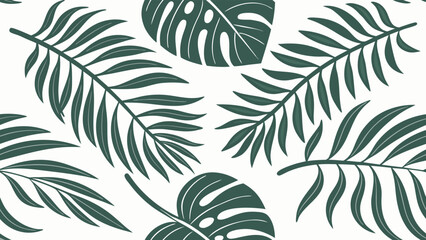 Flat tropical leaves seamless pattern background