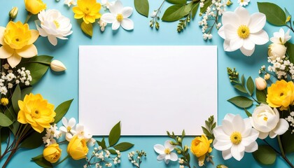 Vibrant floral arrangement with blank space for personalization studio setting photography bright color palette top-down view creative design inspiration