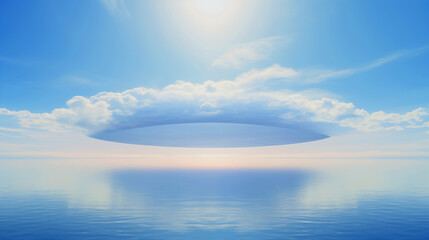 Blue ocean with unique clouds and sunlight