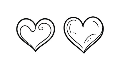 Two hand drawn hearts in a simple sketchy style