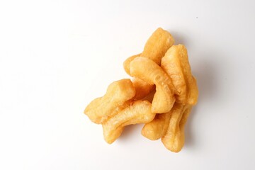 chinese donut, youtiao, chinese breadstick on white background,thai called patongo