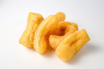 chinese donut, youtiao, chinese breadstick on white background,thai called patongo