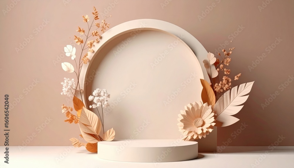 Aufkleber elegant floral display in minimalist studio setting photography soft color palette artistic composit