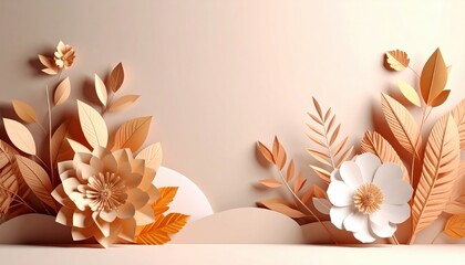Elegant paper flower arrangement studio setting digital art minimalist design close-up view creative aesthetics for modern decor