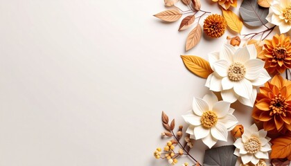 Elegant floral arrangement display home decor digital art minimalist environment top view nature inspired
