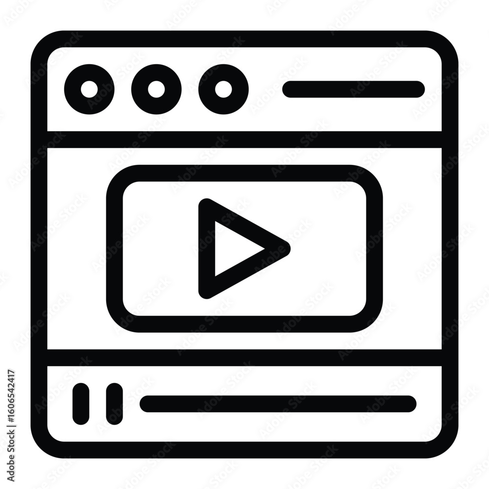 Poster a video player icon with a play button inside a screen outline