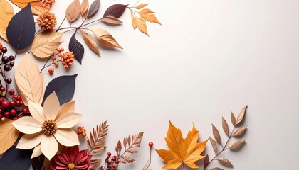 Autumn leaves arrangement studio setting decorative art natural elements close-up view seasonal aesthetics for home decor