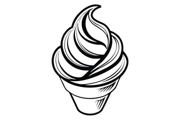 Soft serve vanilla ice cream swirl isolated on white background