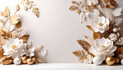 Elegant floral decorative arrangement studio setting digital artwork neutral background aesthetic viewpoint contemporary concept for home decor