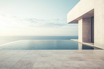Modern infinity pool overlooking the sea.