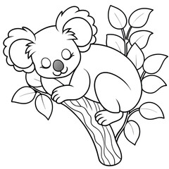 Cute koala coloring page for kids and adults