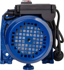 Blue electric motor with power cord