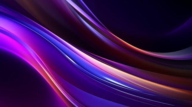 Luxury waves holographic iridescent colorful in dark background. Design for background, wallpaper and poster