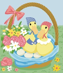 Duck,  bird, cartoon, animal, duck, illustration, vector, swan, baby, goose, yellow, nature, water, art, duckling, beak, isolated, drawing, stork, character, fun, funny, love, toy, white, sea, grass, 