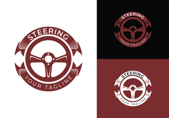 This is a steering logo with a vintage badge style. This logo is suitable for car racers, car repair shops, car racing and similar.