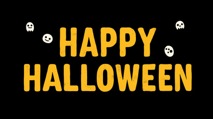 Fototapeta premium ハッピーハロウィンの文字が中央に配置されたシンプルなバナーデザイン｜秋のイベント・季節の行事・パーティー・SNS・ポスター・POP・飾り・装飾・デザイン素材に最適な汎用性の高い文字バナー