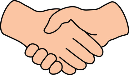 Handshake Flat Illustration in Line Art Style