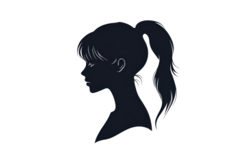 Woman with ponytailvector illustration isoleted on white background in silhouette .