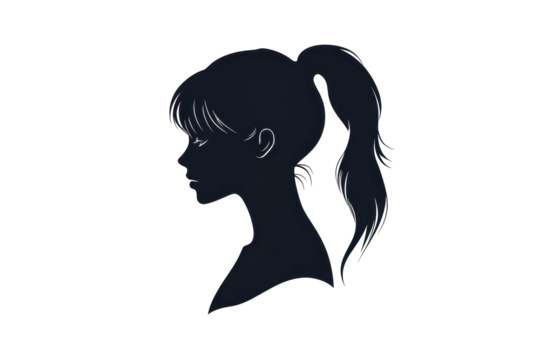 Woman with ponytailvector illustration isoleted on white background in silhouette .