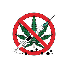 Anti-Drug Campaign, Cannabis, Syringe, Graphic Design, Awareness, Bold Concept