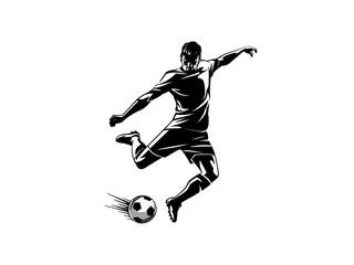 Obraz premium Dynamic Soccer Player Kicking Ball in Action at a Sports Field - Illustration