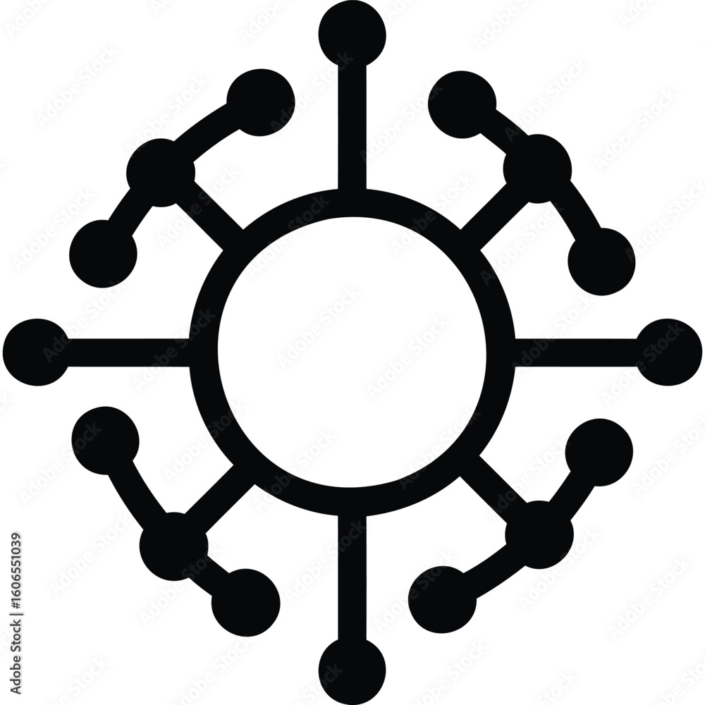 Poster abstract network connection, circular node, global network, technology icon, digital connectivity, g