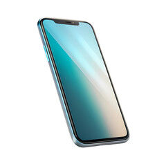 A Sleek Smartphone Displaying a Serene Teal and White Abstract Background