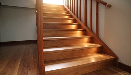 Fototapeta premium Wooden stairs, light, home interior