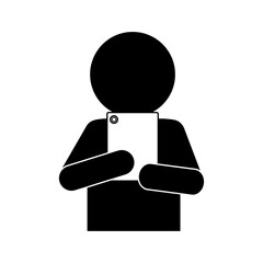 タブレットを操作する人物のピクトグラム