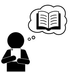 タブレットで本を読む人のピクトグラム