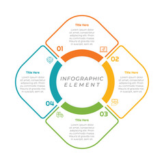 Fototapeta premium Clean Outline Infographic with 4 Square Steps. Perfect for visualizing processes or options. Fully customizable vector for any project