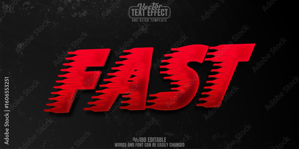 Poster fast editable text effect, customizable speed and rapid 3d font style