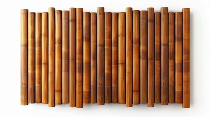 Bamboo Stalks Arranged Vertically Against a White Background Creating a Natural Textured Surface