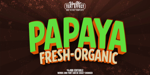 Papaya editable text effect, customizable fresh and organic 3d font style