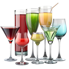 A Colorful Collection of Cocktails and Drinks in Various Glasses