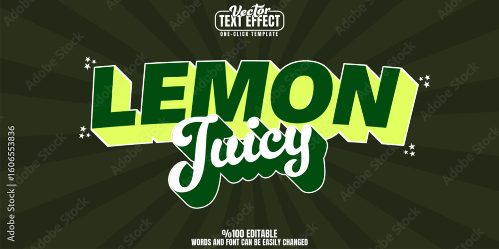 Aufkleber lemon editable text effect, customizable citrus and fresh 3d font style