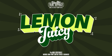 Lemon editable text effect, customizable citrus and fresh 3d font style