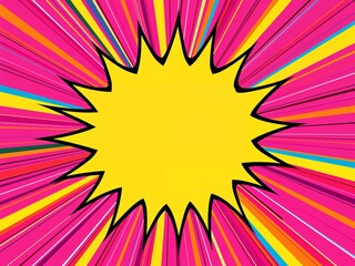 Vibrant Pop-Style Starburst Frame with Colorful Rays, Bold Lines, and Energetic Comic-Inspired Design