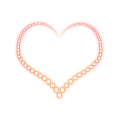 Glowing orange heart frame with dotted pattern on transparent background
