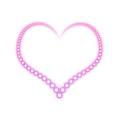 Glowing pink heart frame with dotted pattern on transparent background
